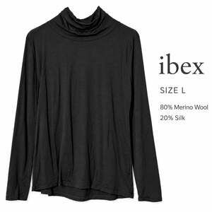 Ibex Merino Wool Silk Blend Turtleneck L Long Sleeve High Neck Lightweight